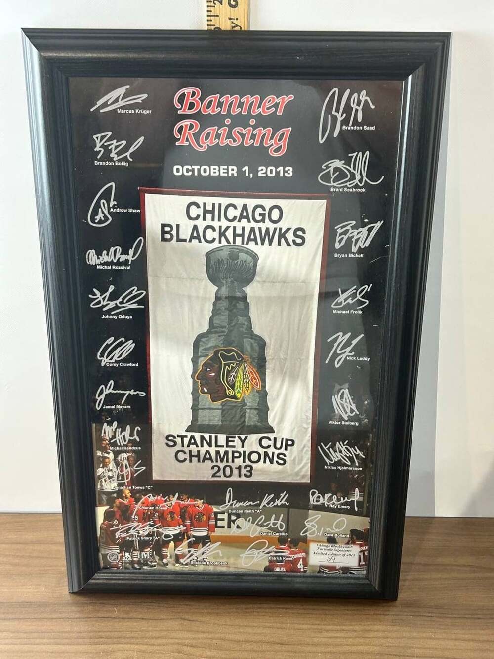 Highland Mint Blackhawks 2013 Banner Raising Framed Facsimile Signatures 69/2013